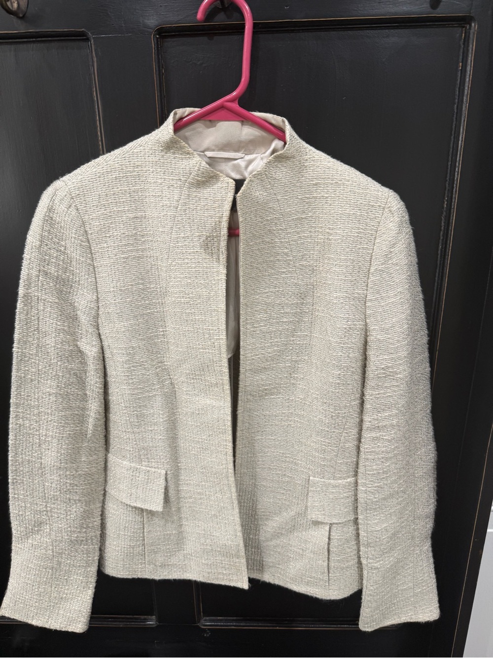 Akris Cream Textured Open-Front Blazer